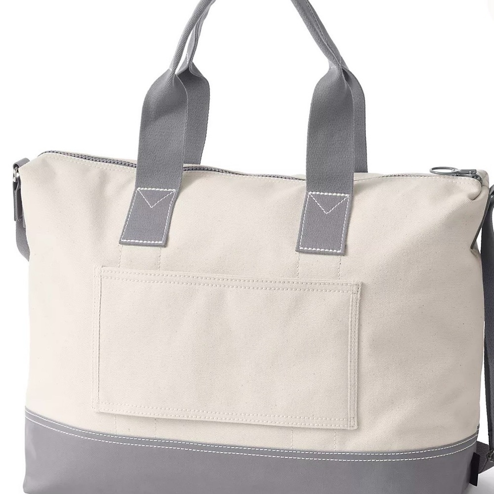 Lands End Navy Blue & Cream Weekender Bag w/Trolley Sleeve - Picture 10 of 10